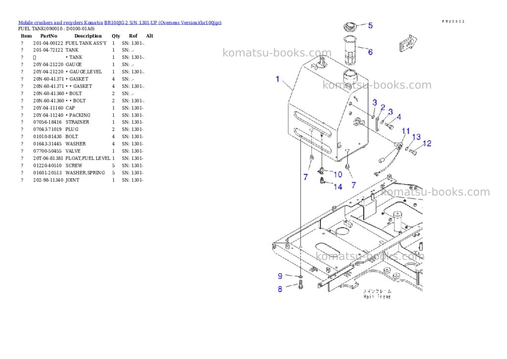Komatsu BR100JG-2 S/N 1301-UP (Overseas Version) Parts catalog cover Page 10 Komatsu BR100JG-2 S/N 1301-UP (Overseas Version) Parts catalog cover Page 10