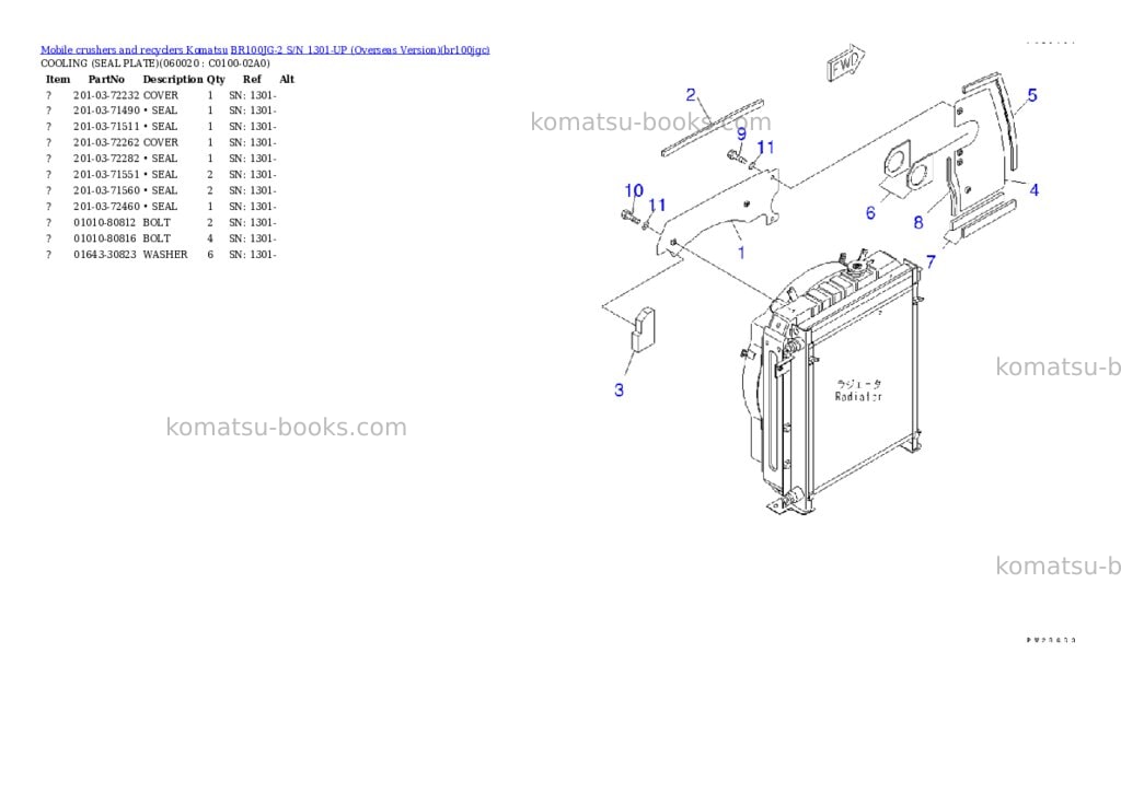 Komatsu BR100JG-2 S/N 1301-UP (Overseas Version) Parts catalog cover Page 7 Komatsu BR100JG-2 S/N 1301-UP (Overseas Version) Parts catalog cover Page 7