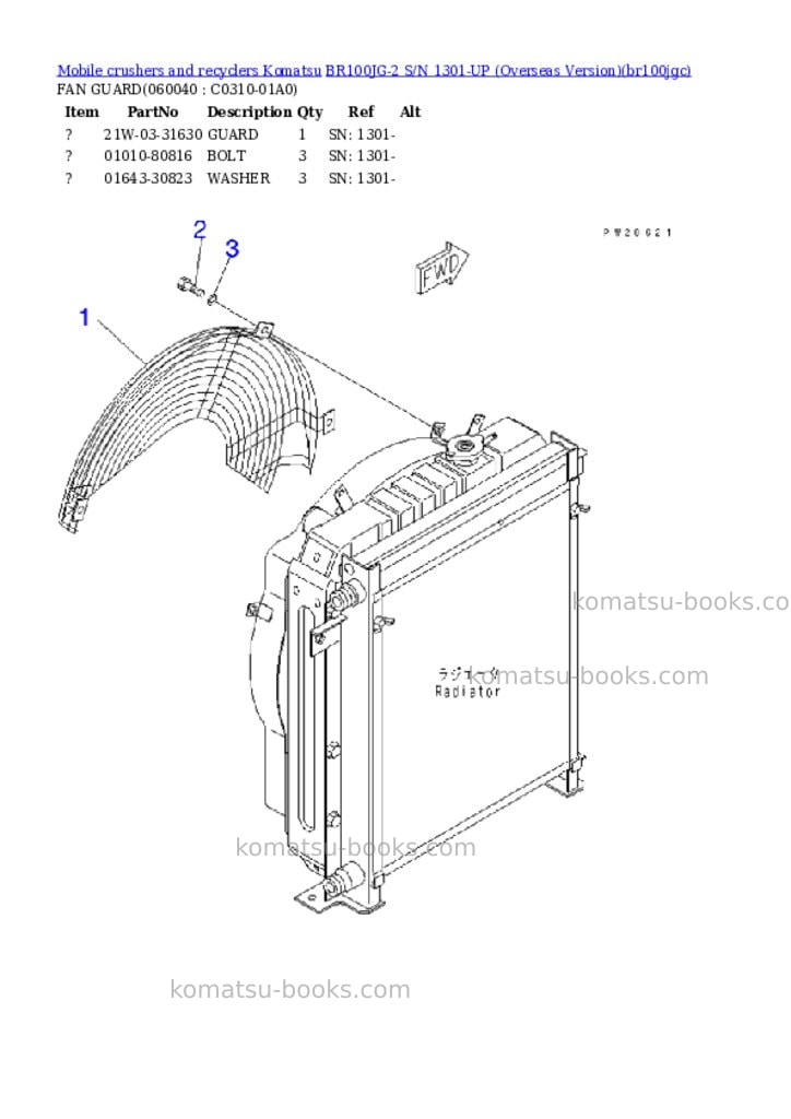 Komatsu BR100JG-2 S/N 1301-UP (Overseas Version) Parts catalog cover Page 9 Komatsu BR100JG-2 S/N 1301-UP (Overseas Version) Parts catalog cover Page 9