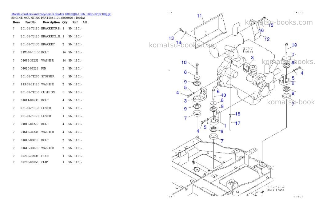 Komatsu br100jg-1 s/n 1002-up Parts catalog cover Komatsu br100jg-1 s/n 1002-up Parts catalog cover