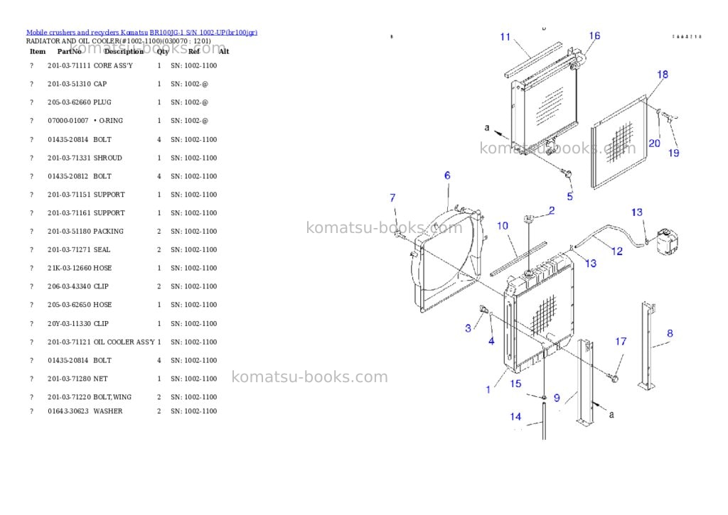 Komatsu br100jg-1 s/n 1002-up Parts catalog cover Page 6 Komatsu br100jg-1 s/n 1002-up Parts catalog cover Page 6