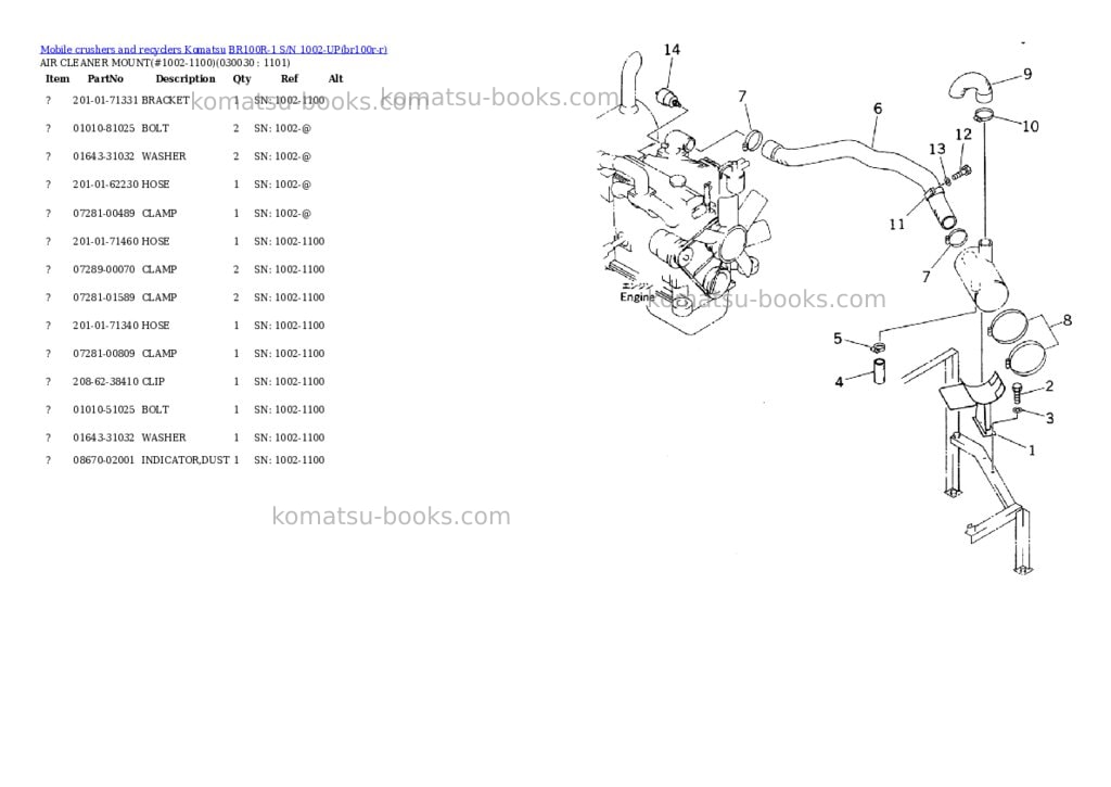 Komatsu br100r-1 s/n 1002-up Parts catalog cover Page 2 Komatsu br100r-1 s/n 1002-up Parts catalog cover Page 2