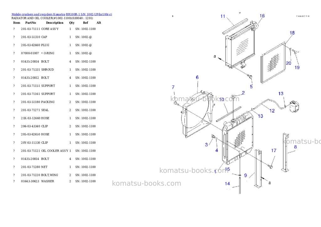 Komatsu br100r-1 s/n 1002-up Parts catalog cover Page 3 Komatsu br100r-1 s/n 1002-up Parts catalog cover Page 3