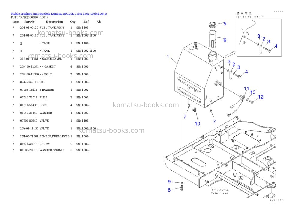 Komatsu br100r-1 s/n 1002-up Parts catalog cover Page 7 Komatsu br100r-1 s/n 1002-up Parts catalog cover Page 7