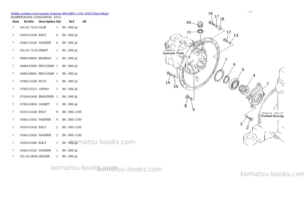 Komatsu br100rg-1 s/n 1002-up Parts catalog cover Page 2 Komatsu br100rg-1 s/n 1002-up Parts catalog cover Page 2