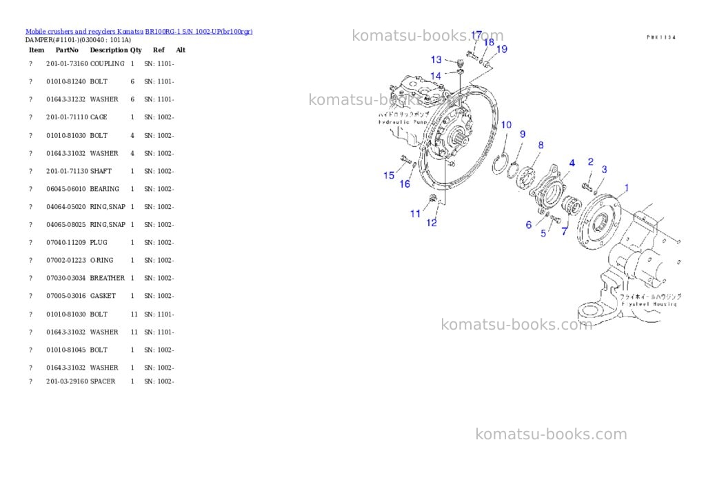 Komatsu br100rg-1 s/n 1002-up Parts catalog cover Page 3 Komatsu br100rg-1 s/n 1002-up Parts catalog cover Page 3