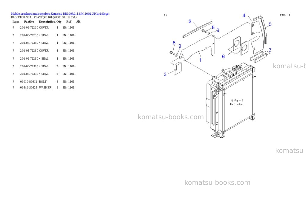 Komatsu br100rg-1 s/n 1002-up Parts catalog cover Page 9 Komatsu br100rg-1 s/n 1002-up Parts catalog cover Page 9