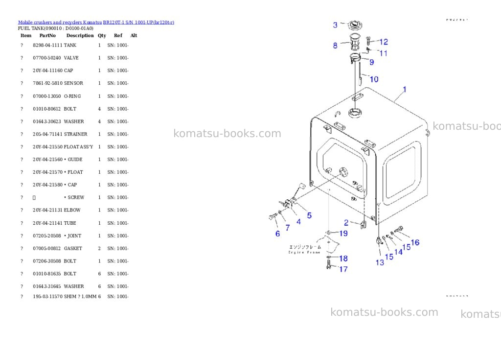 Komatsu br120t-1 s/n 1001-up Parts catalog cover Page 10