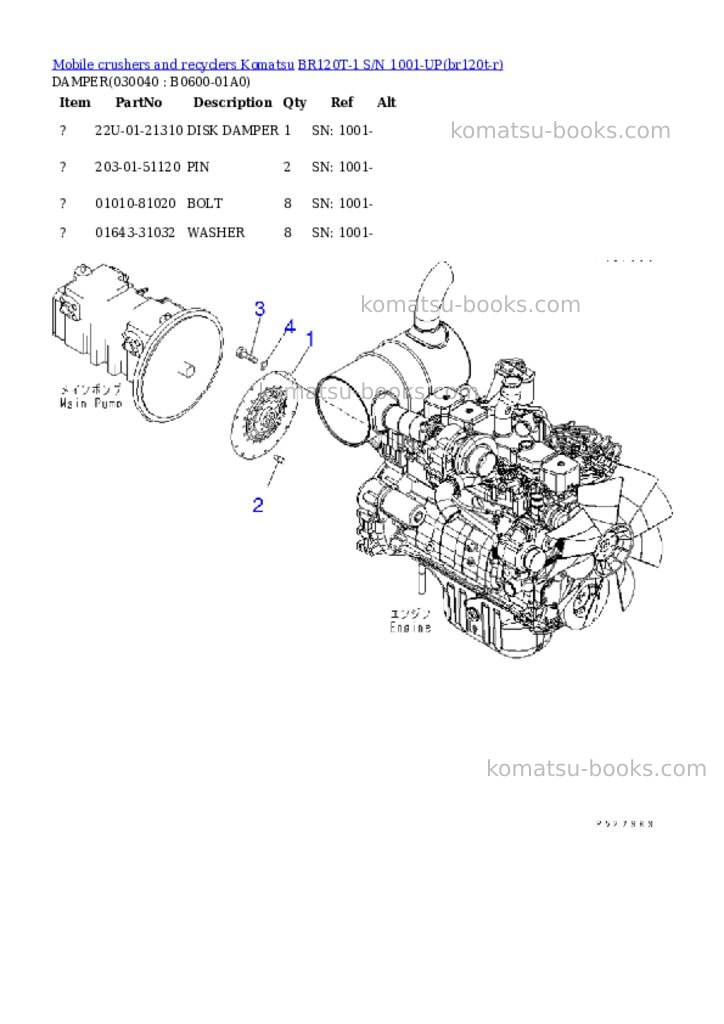 Komatsu br120t-1 s/n 1001-up Parts catalog cover Page 3
