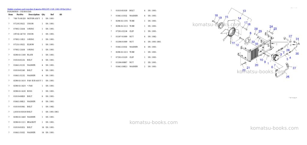 Komatsu br120t-1 s/n 1001-up Parts catalog cover Page 8