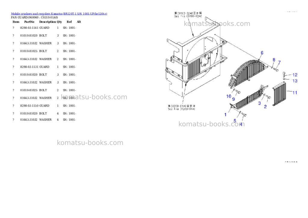 Komatsu br120t-1 s/n 1001-up Parts catalog cover Page 9