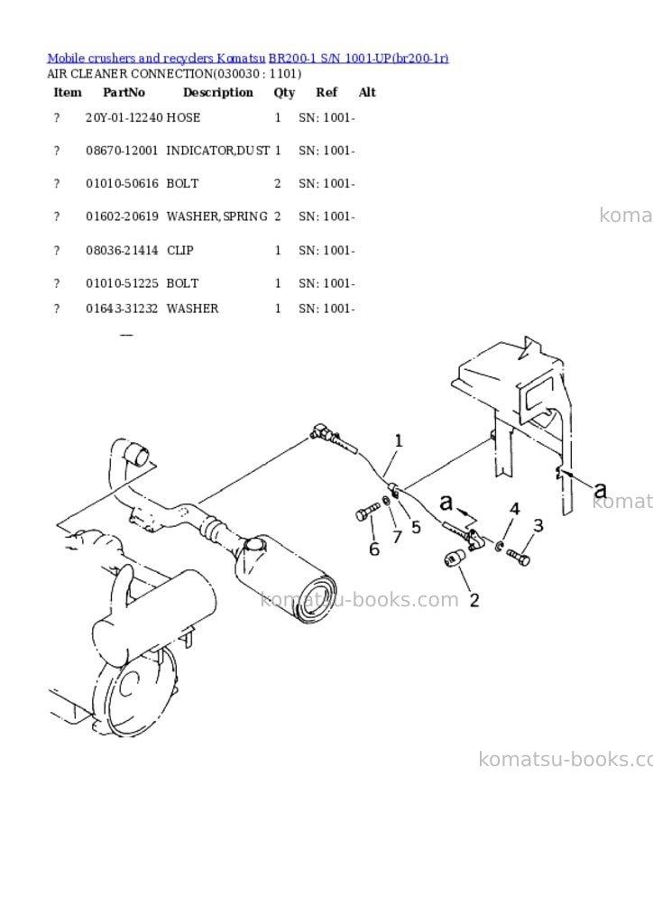 Komatsu br200-1 s/n 1001-up Parts catalog cover Page 2 Komatsu br200-1 s/n 1001-up Parts catalog cover Page 2