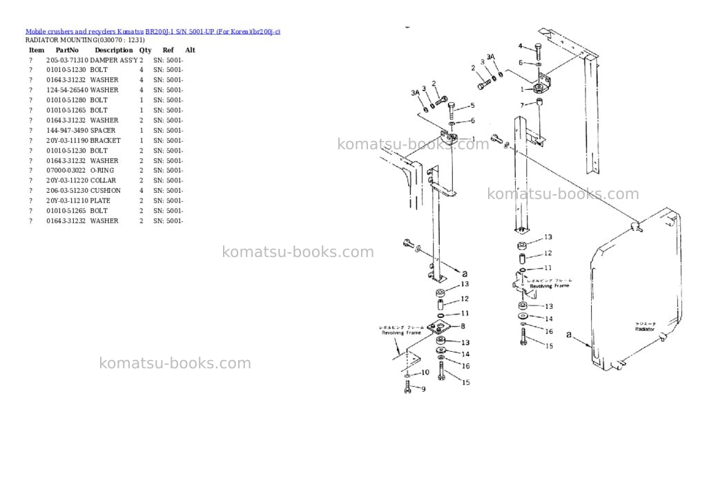 Komatsu br200j-1 s/n 5001-up for korea Parts catalog cover Page 6