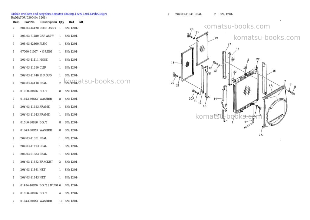 Komatsu br200j-1 s/n 1201-up Parts catalog cover Page 3 Komatsu br200j-1 s/n 1201-up Parts catalog cover Page 3