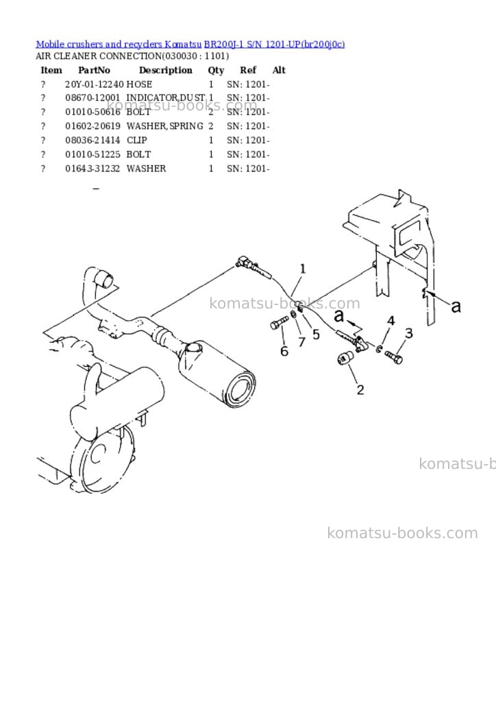 Komatsu BR200J-1 S/N 1201-UP Parts catalog cover Page 2 Komatsu BR200J-1 S/N 1201-UP Parts catalog cover Page 2