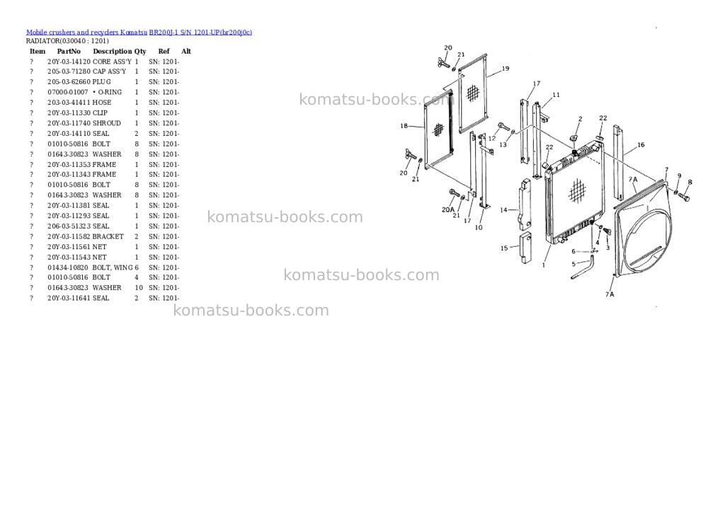 Komatsu BR200J-1 S/N 1201-UP Parts catalog cover Page 3 Komatsu BR200J-1 S/N 1201-UP Parts catalog cover Page 3