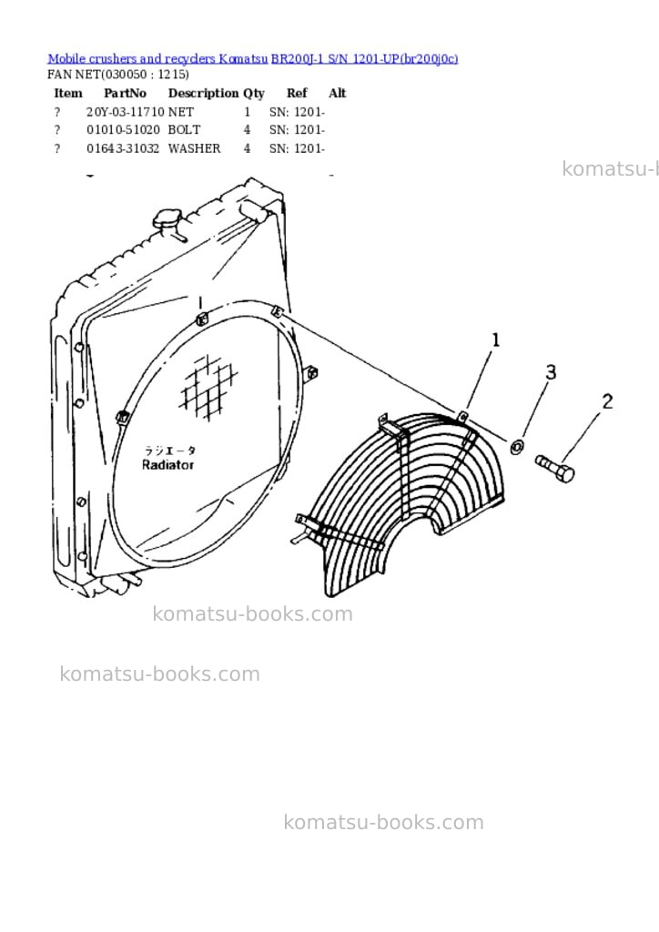 Komatsu BR200J-1 S/N 1201-UP Parts catalog cover Page 4 Komatsu BR200J-1 S/N 1201-UP Parts catalog cover Page 4