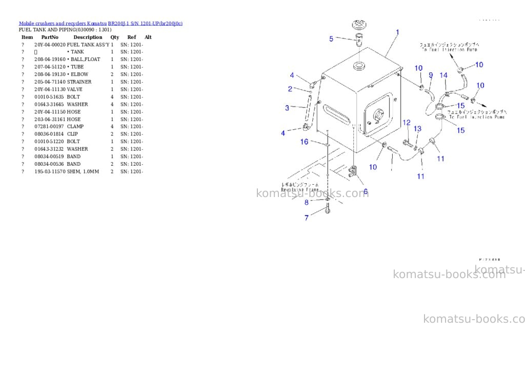 Komatsu BR200J-1 S/N 1201-UP Parts catalog cover Page 8 Komatsu BR200J-1 S/N 1201-UP Parts catalog cover Page 8