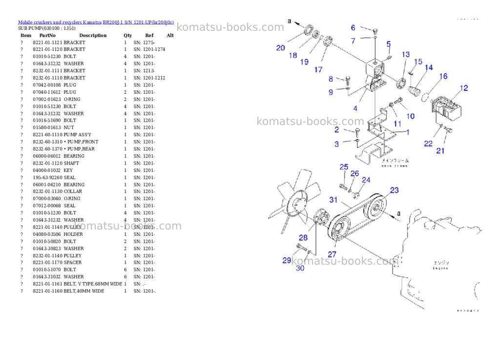 Komatsu BR200J-1 S/N 1201-UP Parts catalog cover Page 9 Komatsu BR200J-1 S/N 1201-UP Parts catalog cover Page 9