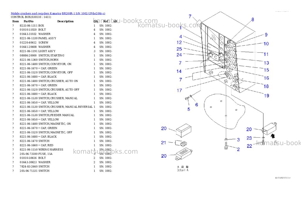 Komatsu BR200R-1 S/N 1002-UP Parts catalog cover Page 10 Komatsu BR200R-1 S/N 1002-UP Parts catalog cover Page 10