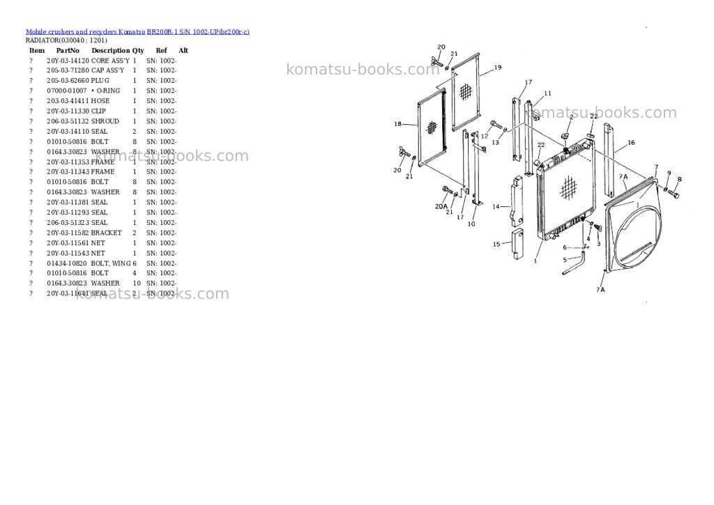 Komatsu BR200R-1 S/N 1002-UP Parts catalog cover Page 3 Komatsu BR200R-1 S/N 1002-UP Parts catalog cover Page 3
