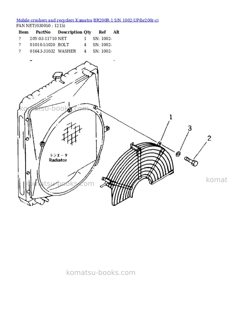 Komatsu BR200R-1 S/N 1002-UP Parts catalog cover Page 4 Komatsu BR200R-1 S/N 1002-UP Parts catalog cover Page 4