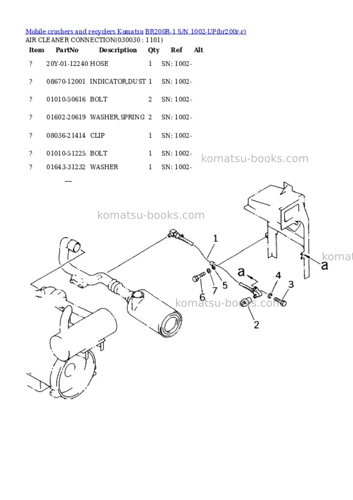 Komatsu br200r-1 s/n 1002-up Parts catalog cover Page 2 Komatsu br200r-1 s/n 1002-up Parts catalog cover Page 2