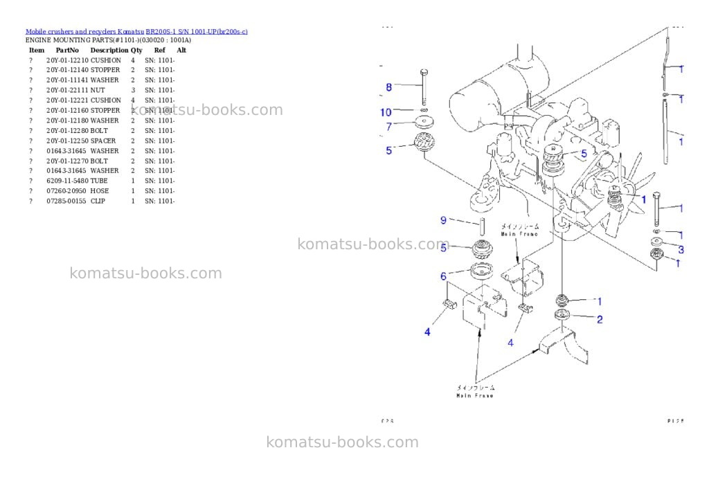 Komatsu br200s-1 s/n 1001-up Parts catalog cover Komatsu br200s-1 s/n 1001-up Parts catalog cover
