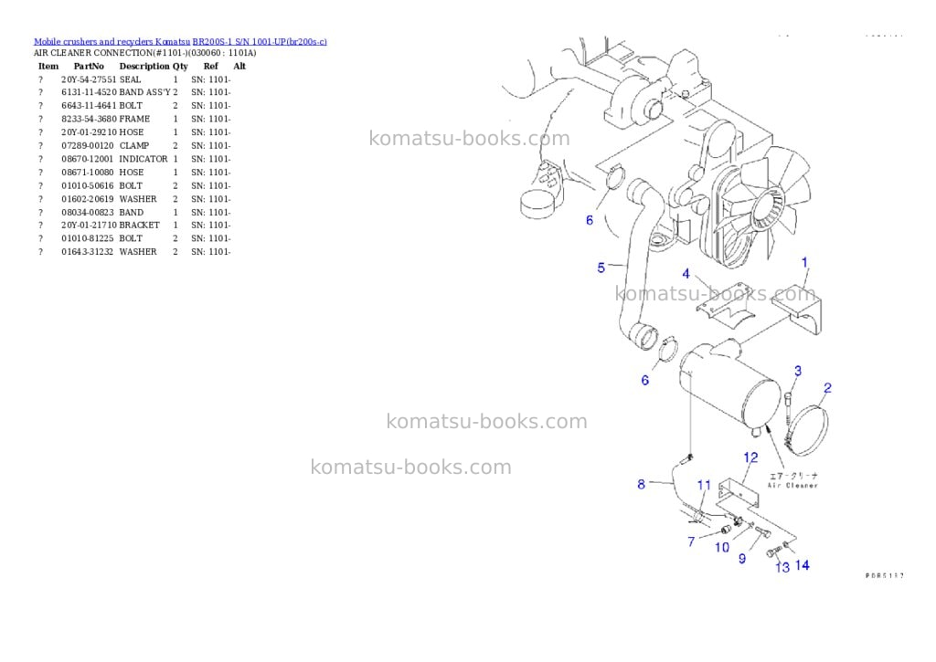Komatsu br200s-1 s/n 1001-up Parts catalog cover Page 5 Komatsu br200s-1 s/n 1001-up Parts catalog cover Page 5