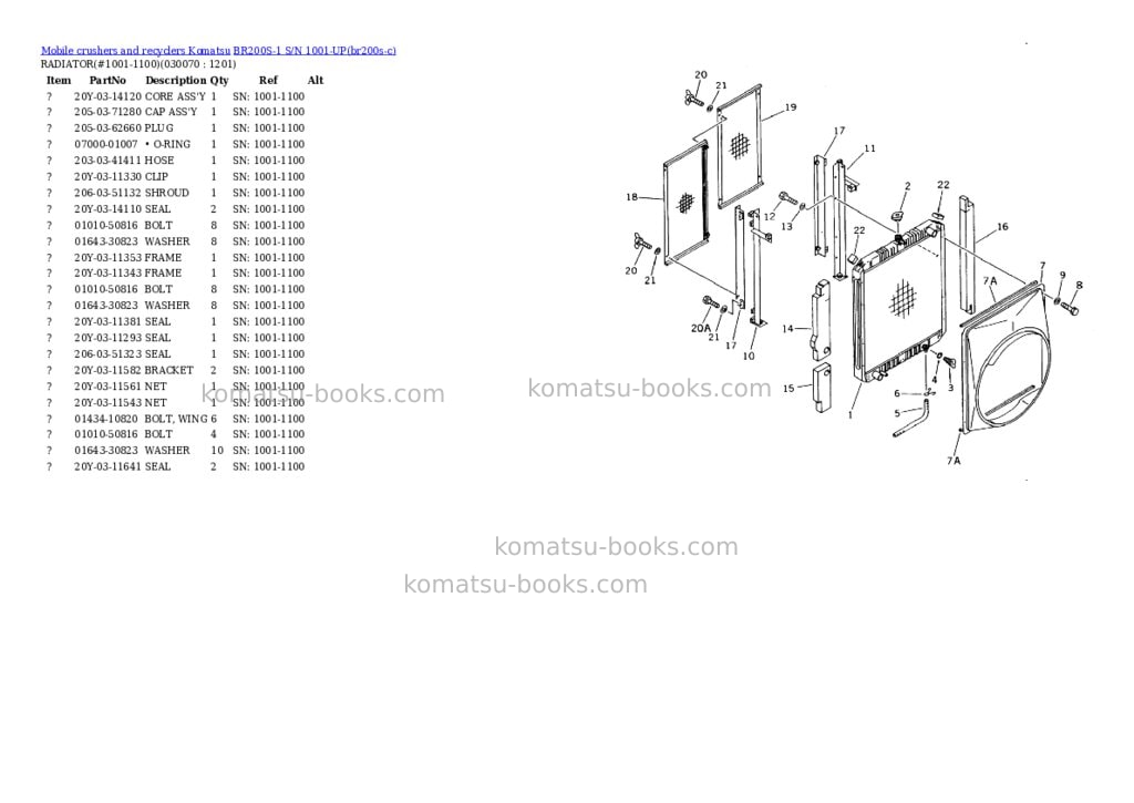Komatsu br200s-1 s/n 1001-up Parts catalog cover Page 6 Komatsu br200s-1 s/n 1001-up Parts catalog cover Page 6