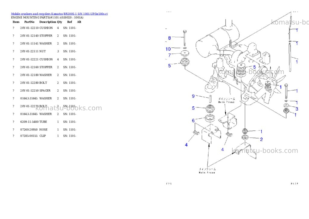Komatsu BR200S-1 S/N 1001-UP Parts catalog cover Komatsu BR200S-1 S/N 1001-UP Parts catalog cover