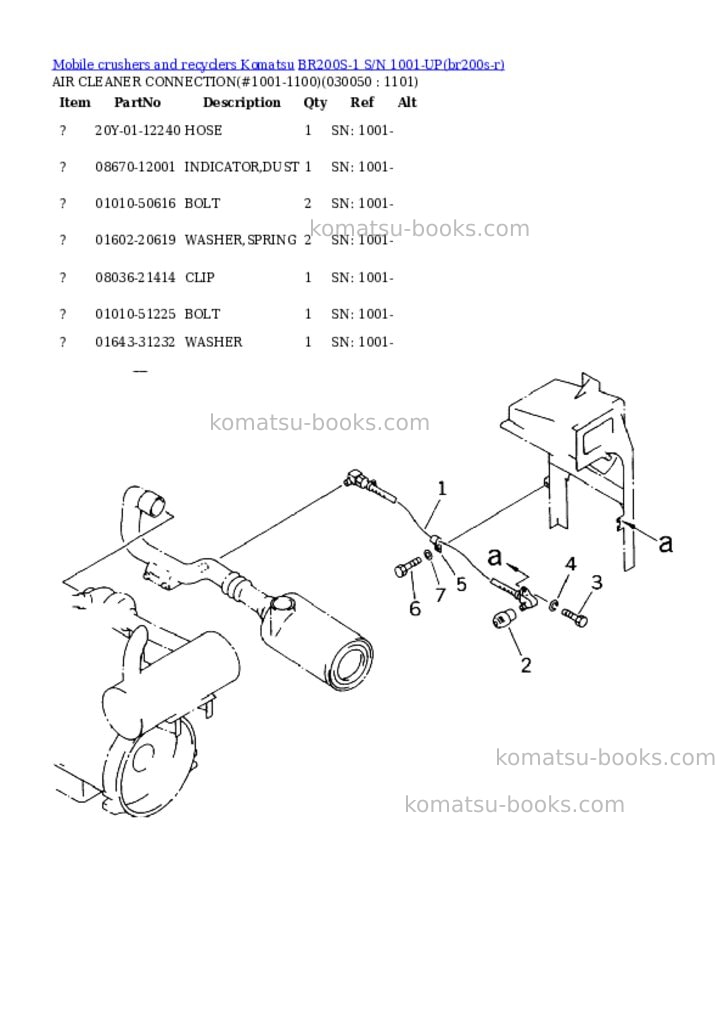 Komatsu BR200S-1 S/N 1001-UP Parts catalog cover Page 4 Komatsu BR200S-1 S/N 1001-UP Parts catalog cover Page 4