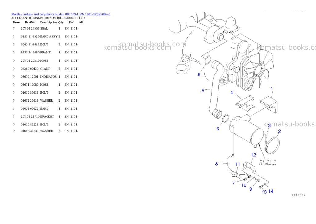 Komatsu BR200S-1 S/N 1001-UP Parts catalog cover Page 5 Komatsu BR200S-1 S/N 1001-UP Parts catalog cover Page 5