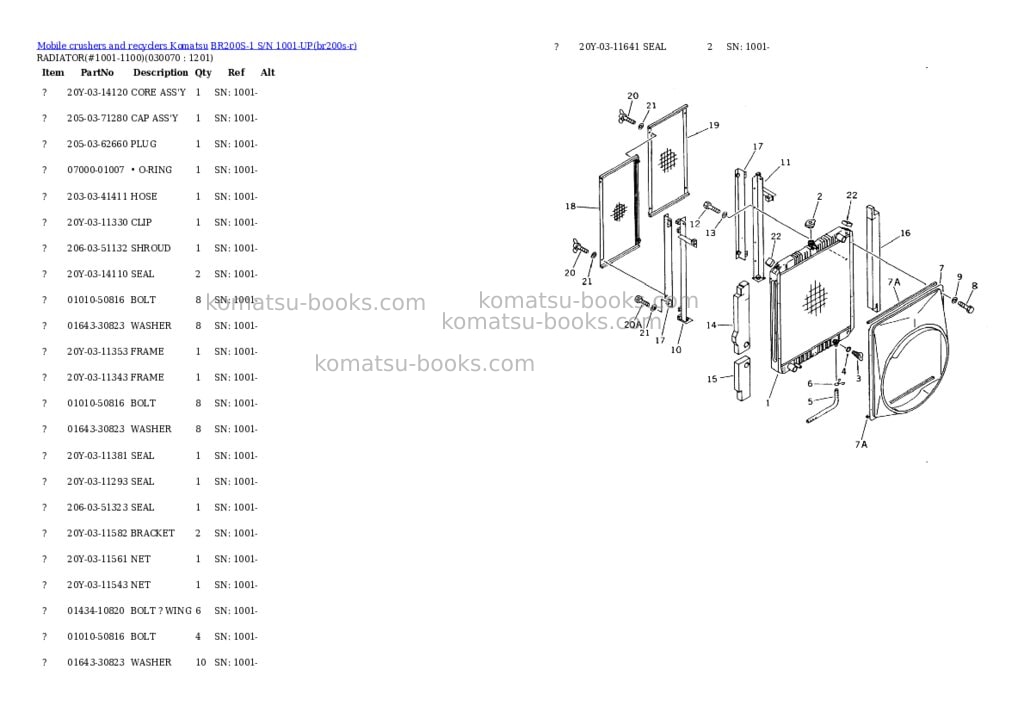 Komatsu BR200S-1 S/N 1001-UP Parts catalog cover Page 6 Komatsu BR200S-1 S/N 1001-UP Parts catalog cover Page 6