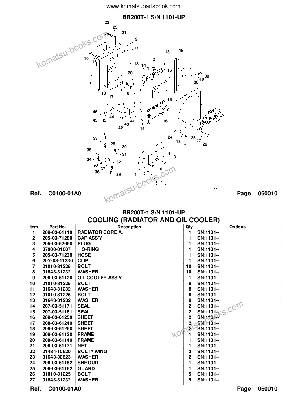Komatsu BR200T-1 S/N 1101-UP 配件目录 封面 页 8