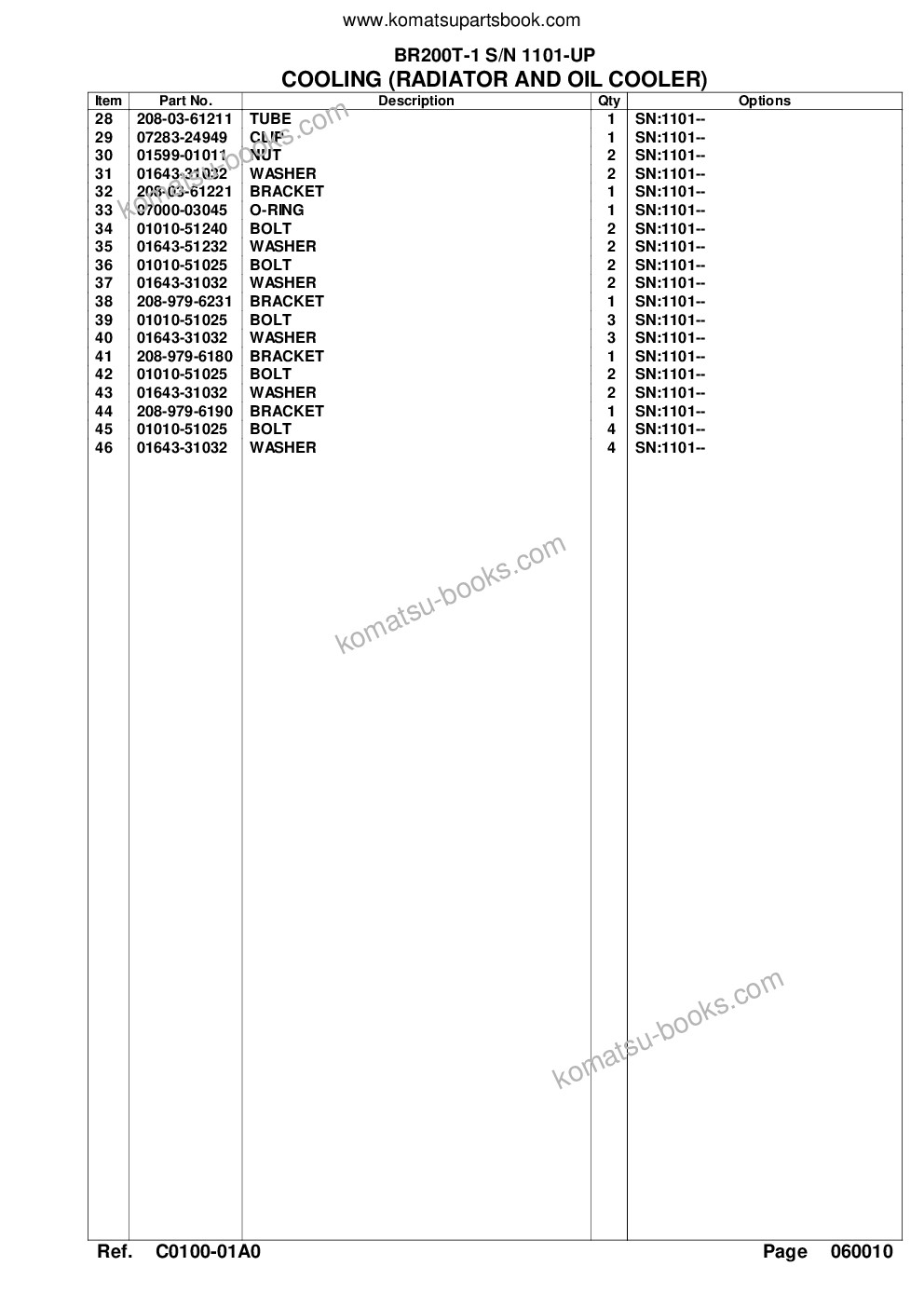 Komatsu BR200T-1 S/N 1101-UP 配件目录 封面 页 9
