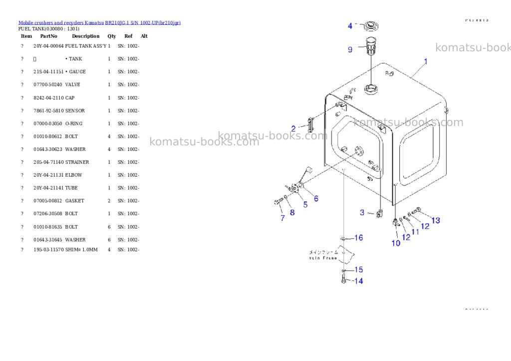 Komatsu br210jg-1 s/n 1002-up Parts catalog cover Page 7
