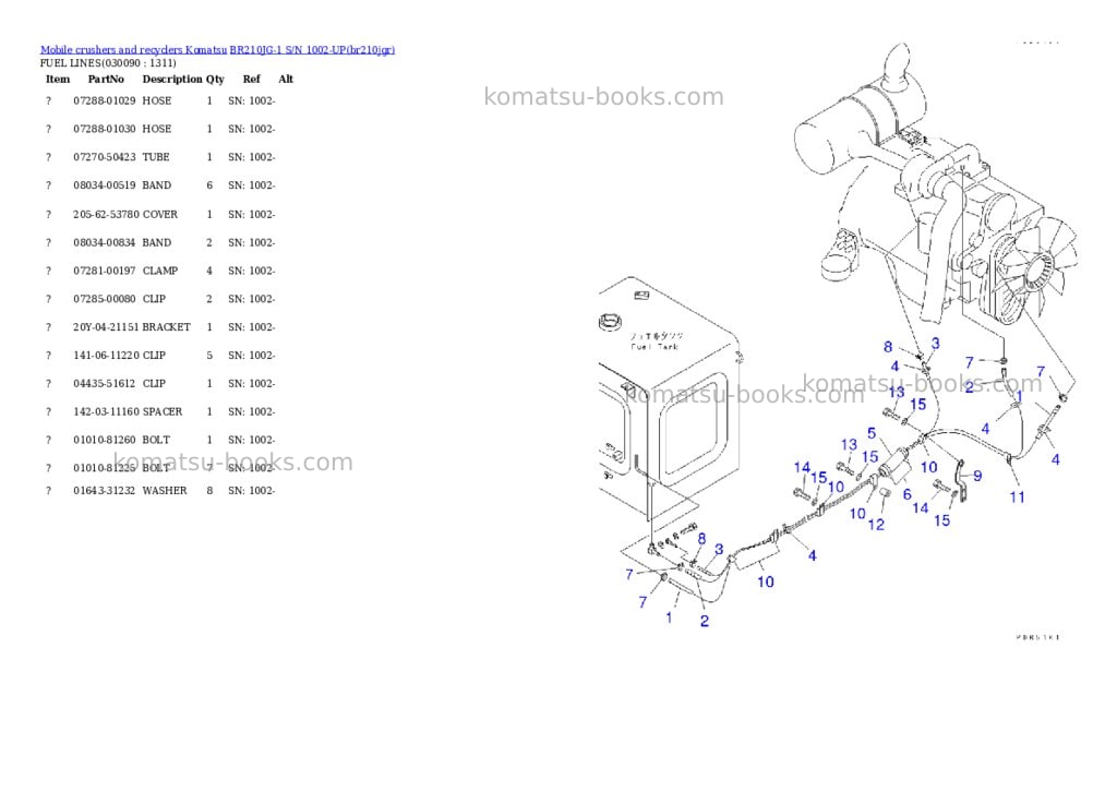 Komatsu br210jg-1 s/n 1002-up Parts catalog cover Page 8