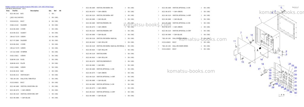 Komatsu br210jg-1 s/n 1002-up Parts catalog cover Page 9
