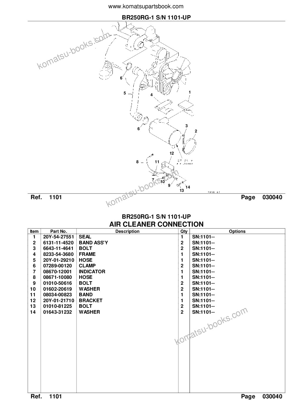 Komatsu br250rg-1 s/n 1101-up Parts catalog cover Page 6