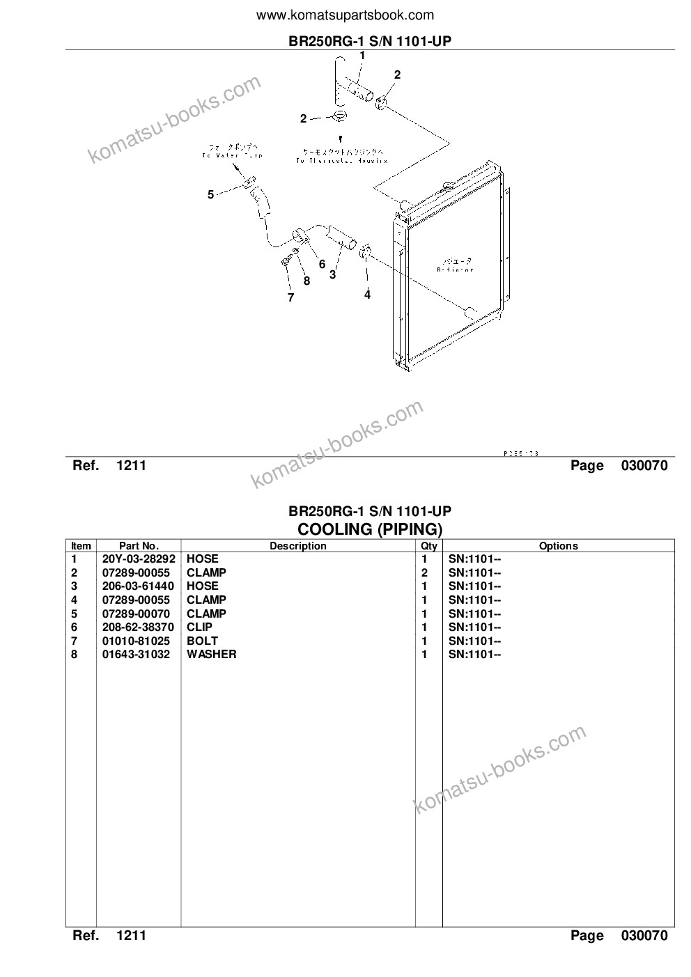 Komatsu br250rg-1 s/n 1101-up Parts catalog cover Page 9