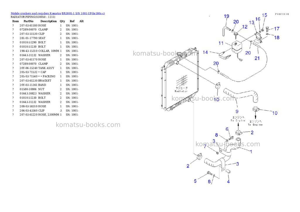 Komatsu BR300S-1 S/N 1001-UP Parts catalog cover Page 4 Komatsu BR300S-1 S/N 1001-UP Parts catalog cover Page 4