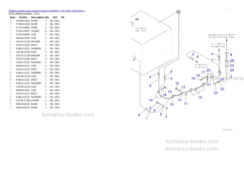 Komatsu BR300S-1 S/N 1001-UP Parts catalog cover Page 8 Komatsu BR300S-1 S/N 1001-UP Parts catalog cover Page 8