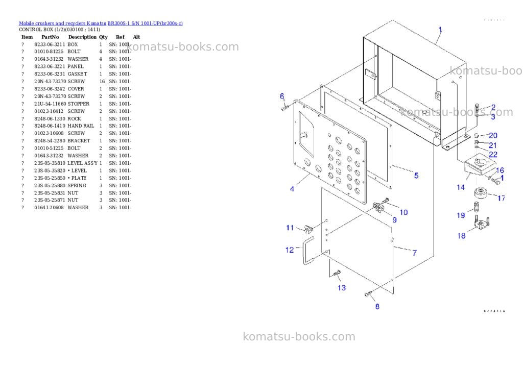 Komatsu BR300S-1 S/N 1001-UP Parts catalog cover Page 9 Komatsu BR300S-1 S/N 1001-UP Parts catalog cover Page 9