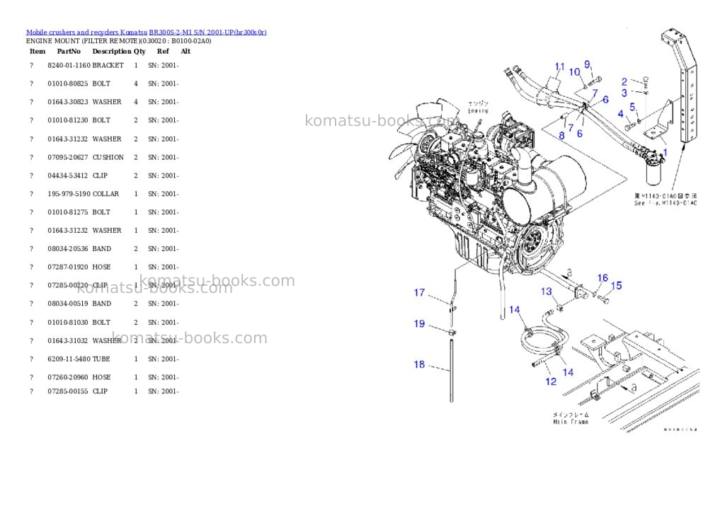 Komatsu br300s-2-m1 s/n 2001-up Parts catalog cover Komatsu br300s-2-m1 s/n 2001-up Parts catalog cover