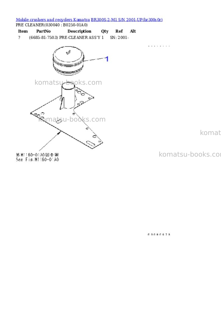 Komatsu br300s-2-m1 s/n 2001-up Parts catalog cover Page 3 Komatsu br300s-2-m1 s/n 2001-up Parts catalog cover Page 3