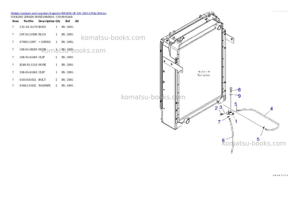 Komatsu br300s-1b s/n 2001-up Parts catalog cover Page 10 Komatsu br300s-1b s/n 2001-up Parts catalog cover Page 10