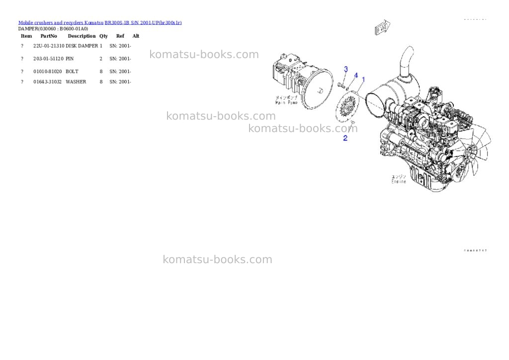 Komatsu br300s-1b s/n 2001-up Parts catalog cover Page 5 Komatsu br300s-1b s/n 2001-up Parts catalog cover Page 5