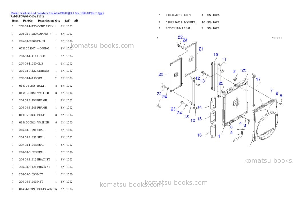 Komatsu br310jg-1 s/n 1002-up Parts catalog cover Page 3 Komatsu br310jg-1 s/n 1002-up Parts catalog cover Page 3