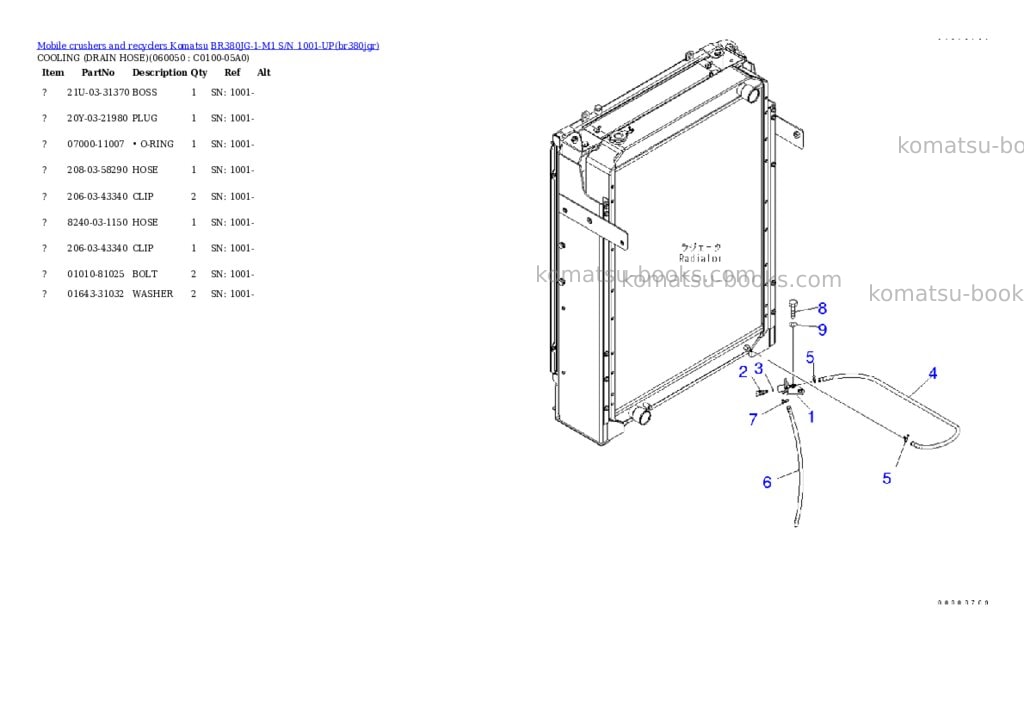 Komatsu br380jg-1-m1 s/n 1001-up Parts catalog cover Page 10 Komatsu br380jg-1-m1 s/n 1001-up Parts catalog cover Page 10